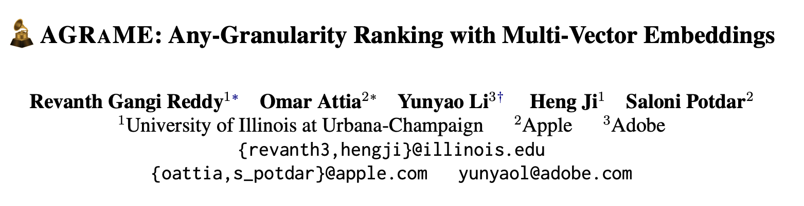 AGRAME: Any-Granularity Ranking with Multi-Vector Embeddings